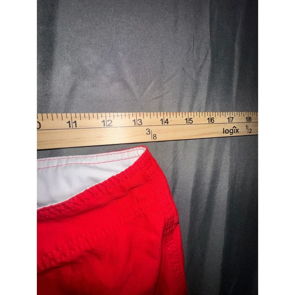 Nike Mens Big Swoosh Board Shorts Red Swim Trunks Size 28 Cargo Pocket 56323